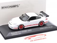 Porsche 911 (996) GT3 RS Ano de construção 2002 branco / Vermelho aros 1:43 Minichamps