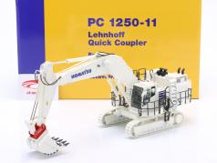 Komatsu PC1250 Escavatore idraulico con Attacco rapido Lehnhoff bianco 1:50 NZG