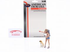 Diorama Figur Serie #705 Tramperin mit Hund 1:18 American Diorama