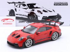 Porsche 911 (992) GT3 RS 2023 警備員 赤 / 銀 リム 1:18 Minichamps