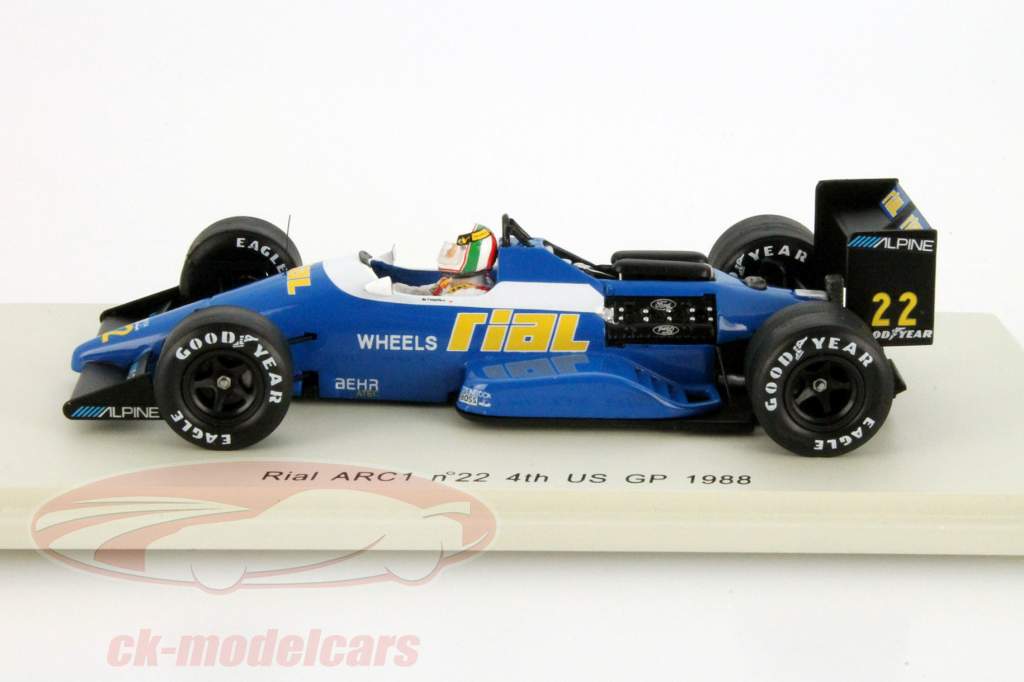 スパーク 1/43 リアル ARC1 FORD No.22 A.de チェザリス 1988 US GP 4位