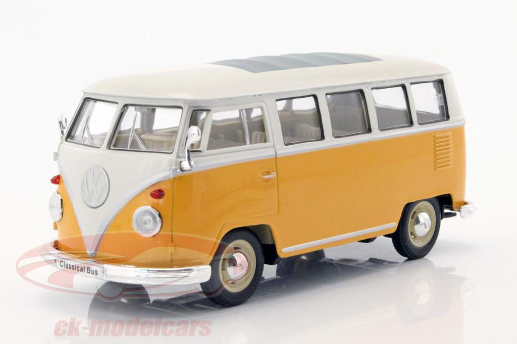 Volkswagen VW T1 bus år 1963 gul / hvid 1:24 Welly