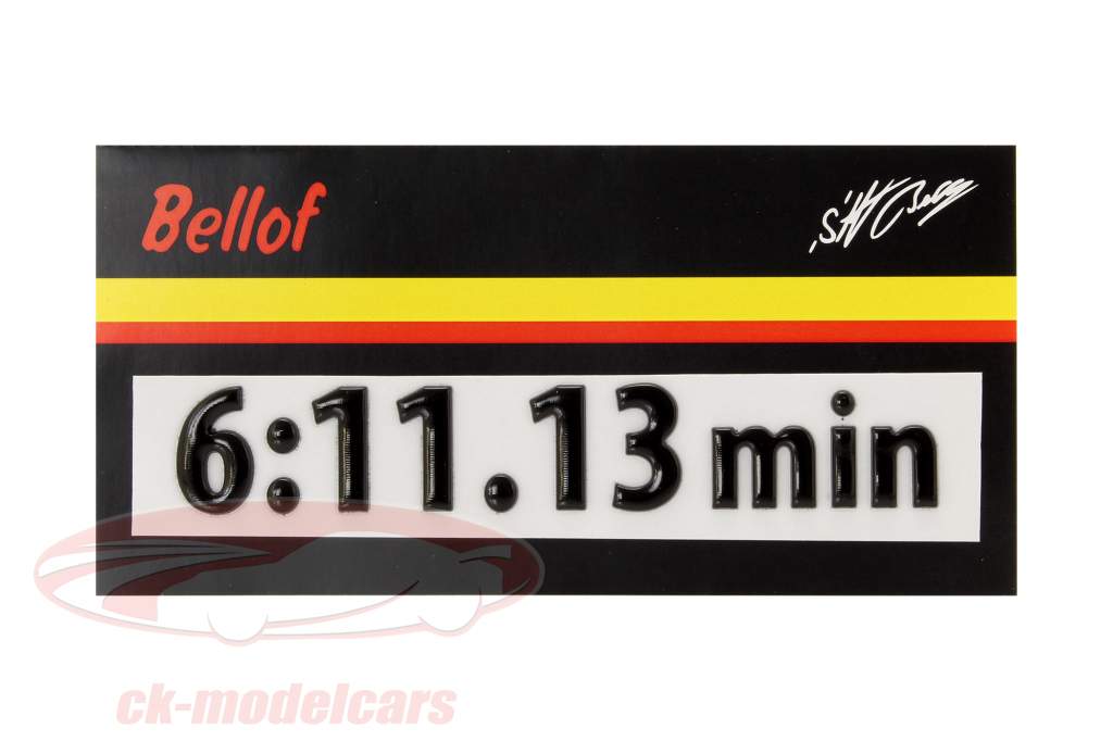 Stefan Bellof 3D ステッカー レコードラップ 6:11.13 min 黒 120 x 25 mm
