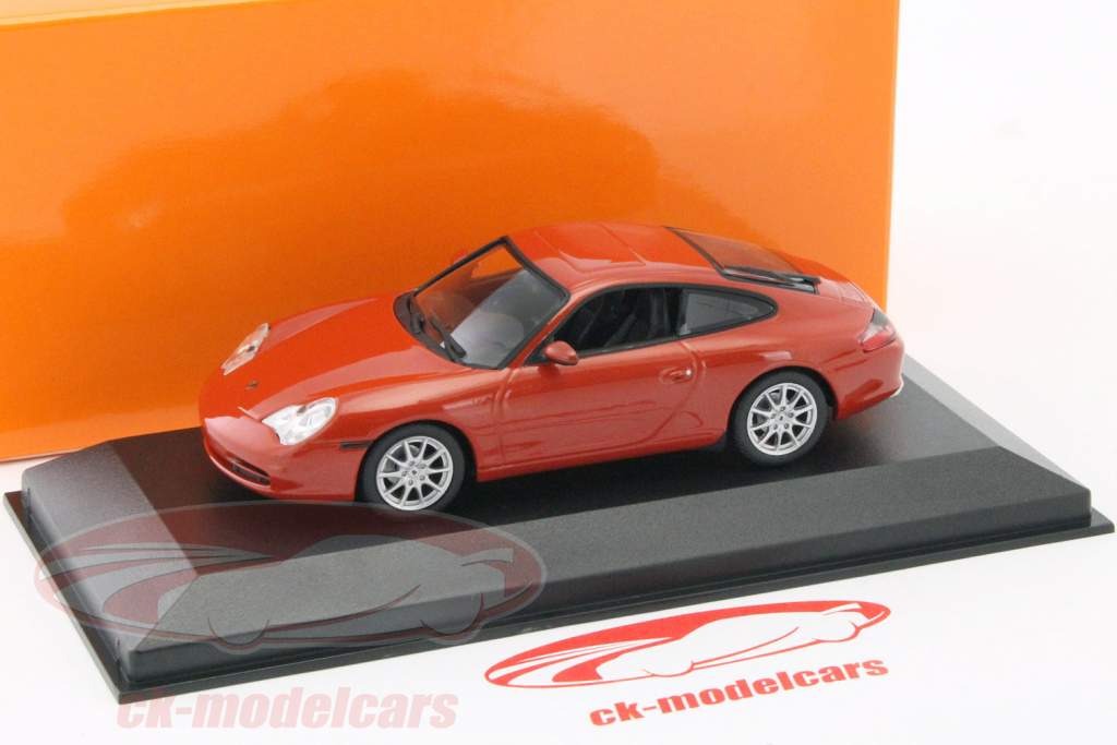 Porsche 911 Carrera coupe year 2001 orange red metallic 1:43 Minichamps
