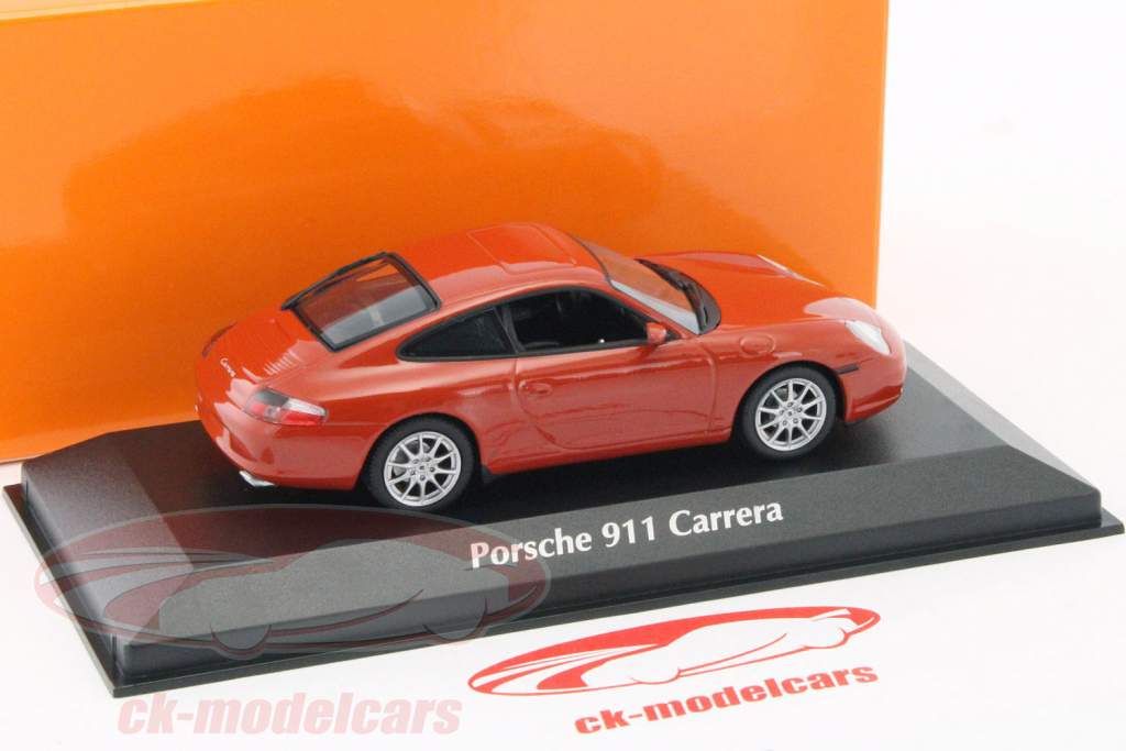 Porsche 911 Carrera coupe year 2001 orange red metallic 1:43 Minichamps