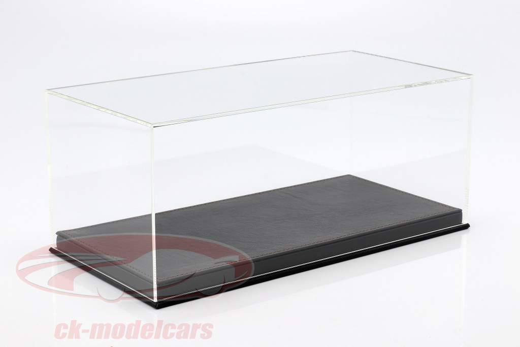 High-quality showcase with baseplate out of leather for model cars in scale 1:18 black SAFE