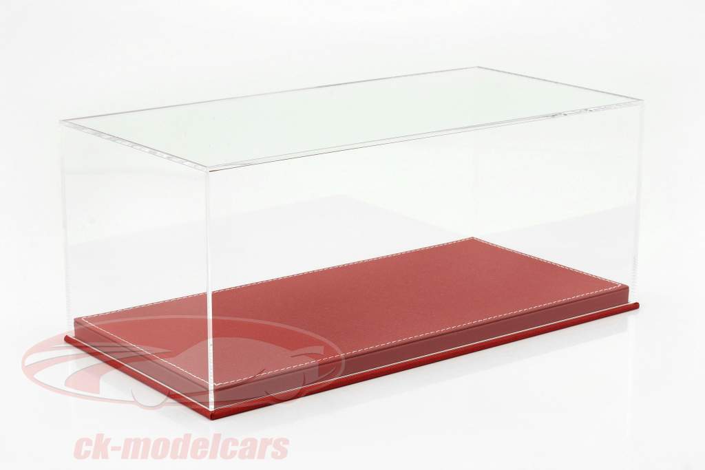 Alta qualità vetrina con piastra di base su di pelle per modello automobili in scala 1:18 rosso SICURO