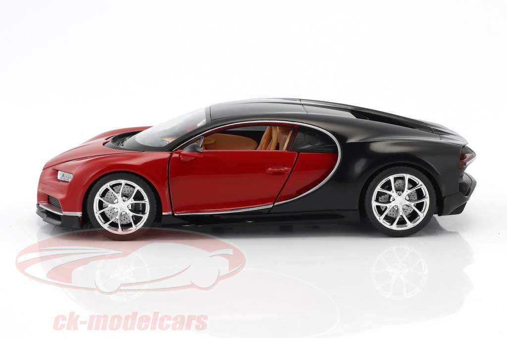 Bugatti Chiron Baujahr 2017 rot / schwarz 1:24 Welly