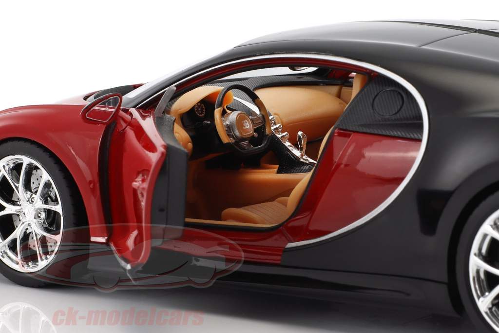 Bugatti Chiron año de construcción 2017 rojo / negro 1:24 Welly