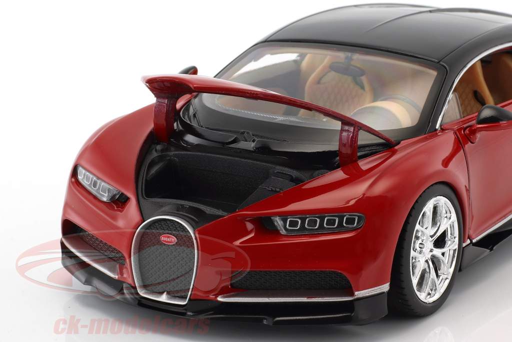Bugatti Chiron Opførselsår 2017 rød / sort 1:24 Welly