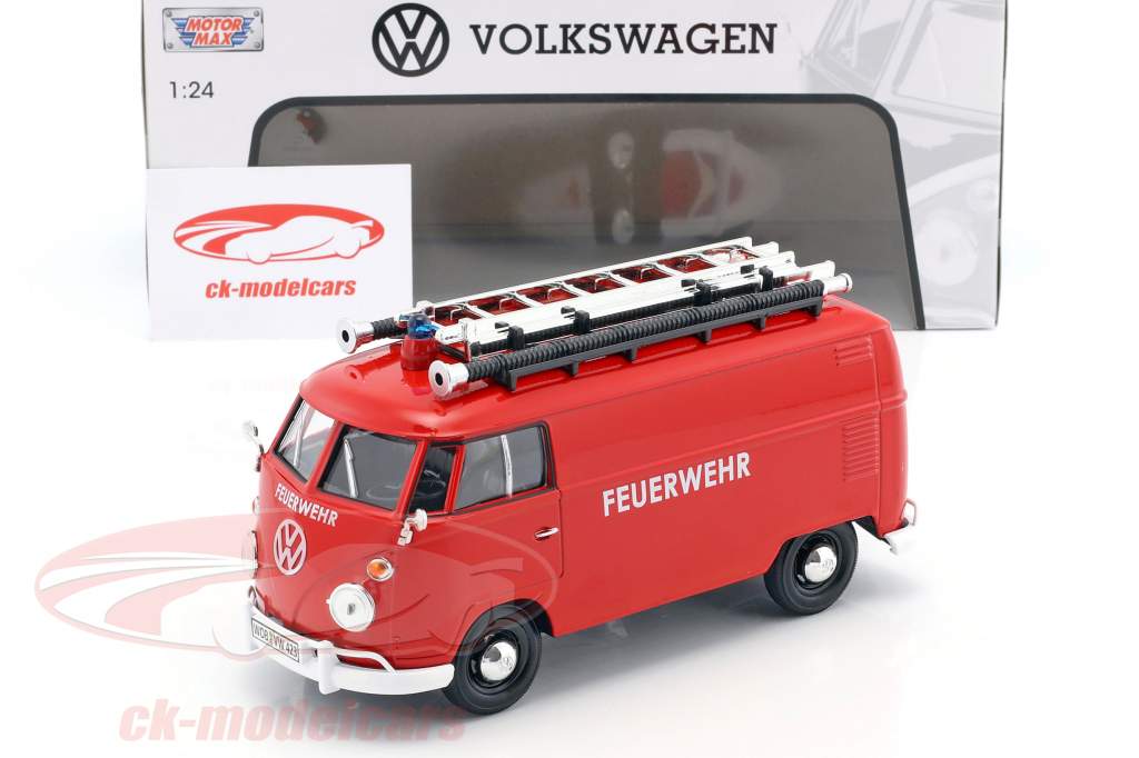 Volkswagen VW Type 2 T1 ônibus bombeiros vermelho 1:24 MotorMax