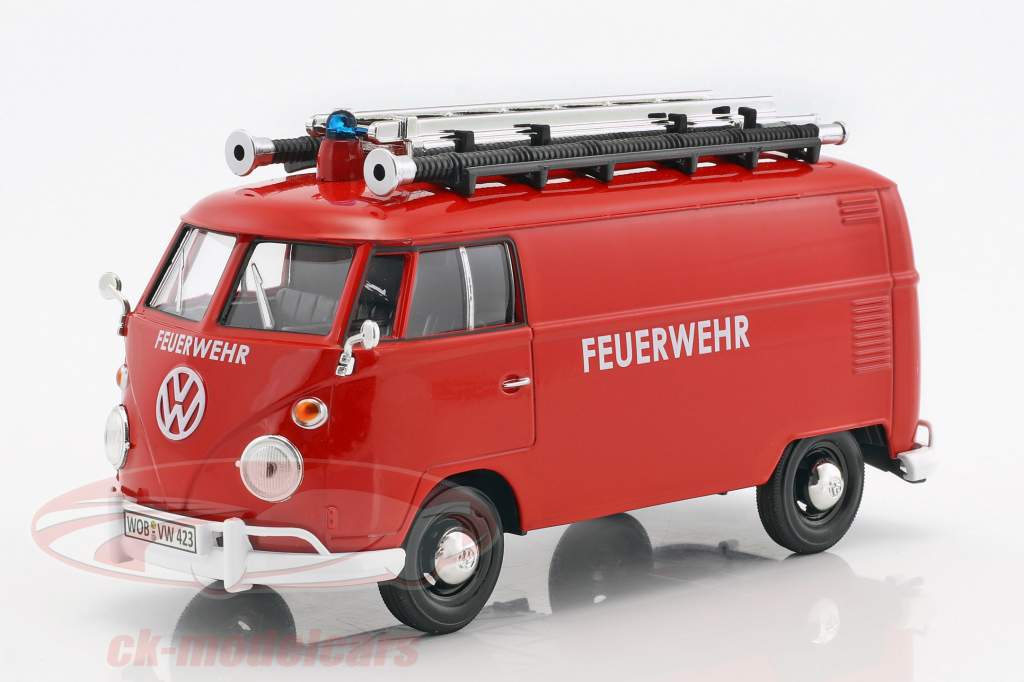 Volkswagen VW Type 2 T1 bus pompiers rouge 1:24 MotorMax