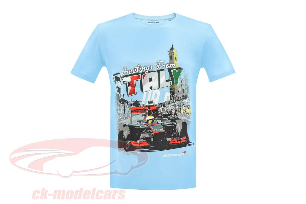 McLaren Greetings from Italy Lewis Hamilton F1 2009 T-shirt light blue