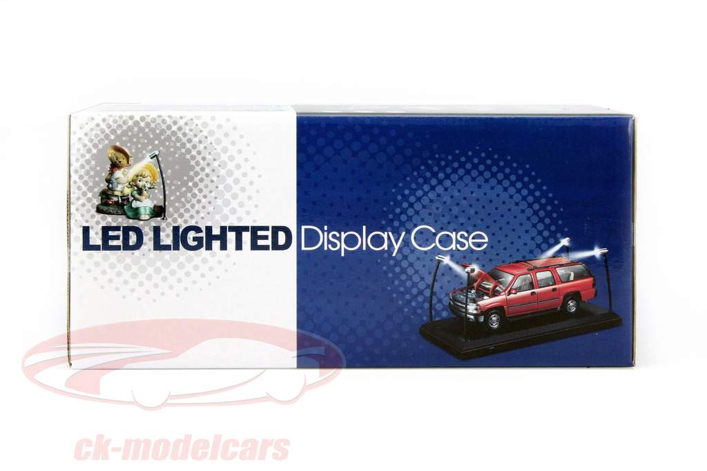 single vitrine met 4 mobiel LED lampen voor model- auto&#39;s in schaal 1:18 Triple9