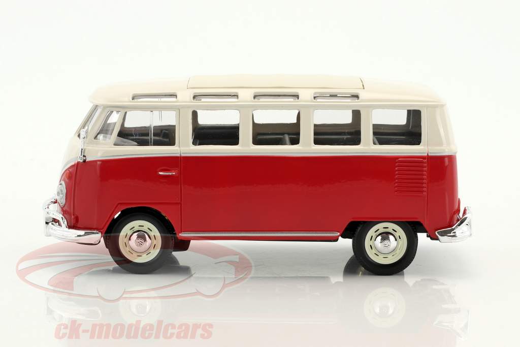 Volkswagen VW Samba autobus rosso / bianco 1:24 Maisto