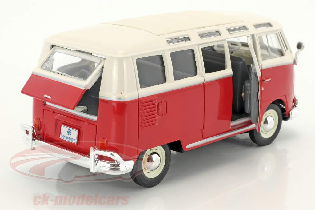 Volkswagen VW Samba ônibus vermelho / branco 1:24 Maisto