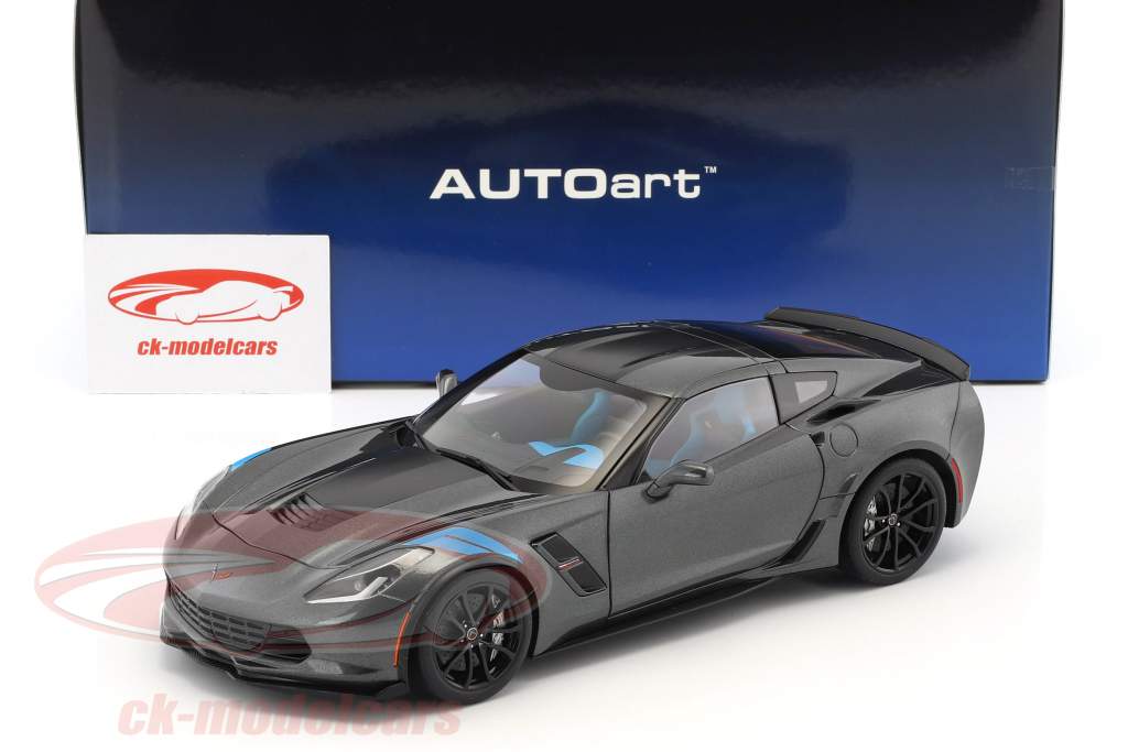 Autoart 1 18 Chevrolet Corvette C7 Grand Sport 築 17 グレー メタリック とともに 黒 ストライプ モデル 車