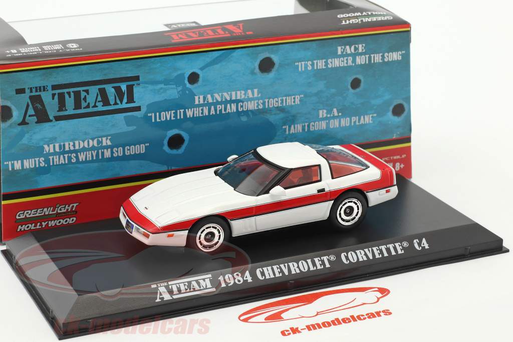 Chevrolet Corvette C4 Baujahr 1984 TV-Serie Das A-Team (1983-87) weiß / rot 1:43 Greenlight 