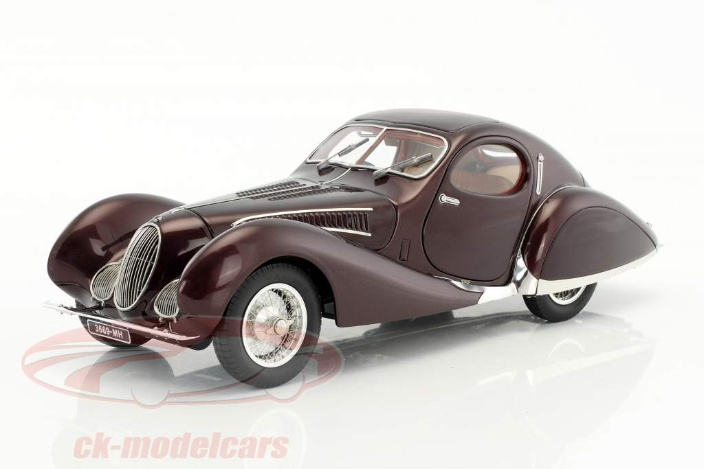 Talbot Lago Coupe T150 C-SS Figoni & Falaschi Bouwjaar 1937-39 Bordeaux rood 1:18 CMC