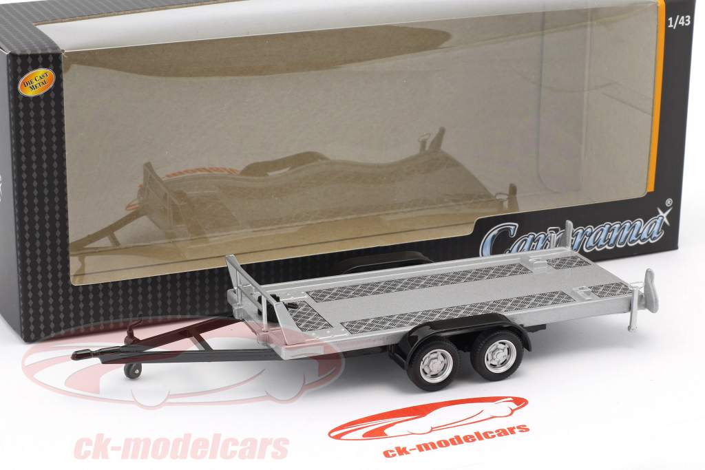 pendant Auto transporter trailer with tandem axle silver 1:43 Cararama