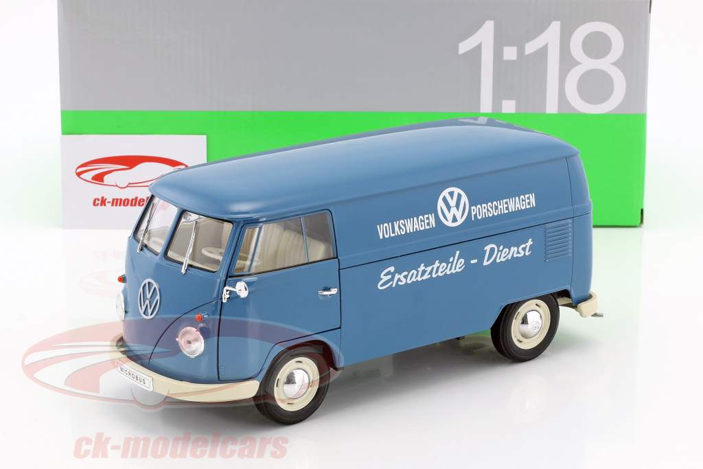 Volkswagen VW T1 Bus Ersatzteile-Dienst Baujahr 1963 blau / weiß 1:18 Welly