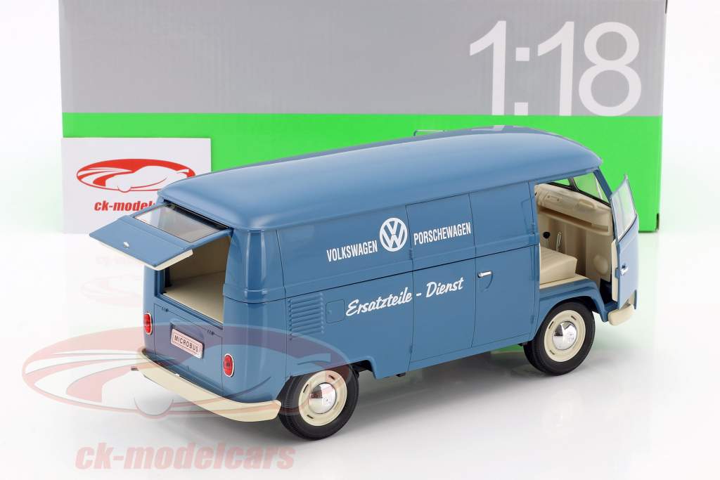 Volkswagen VW T1 Bus Spare parts service year 1963 blue / White 1:18 Welly