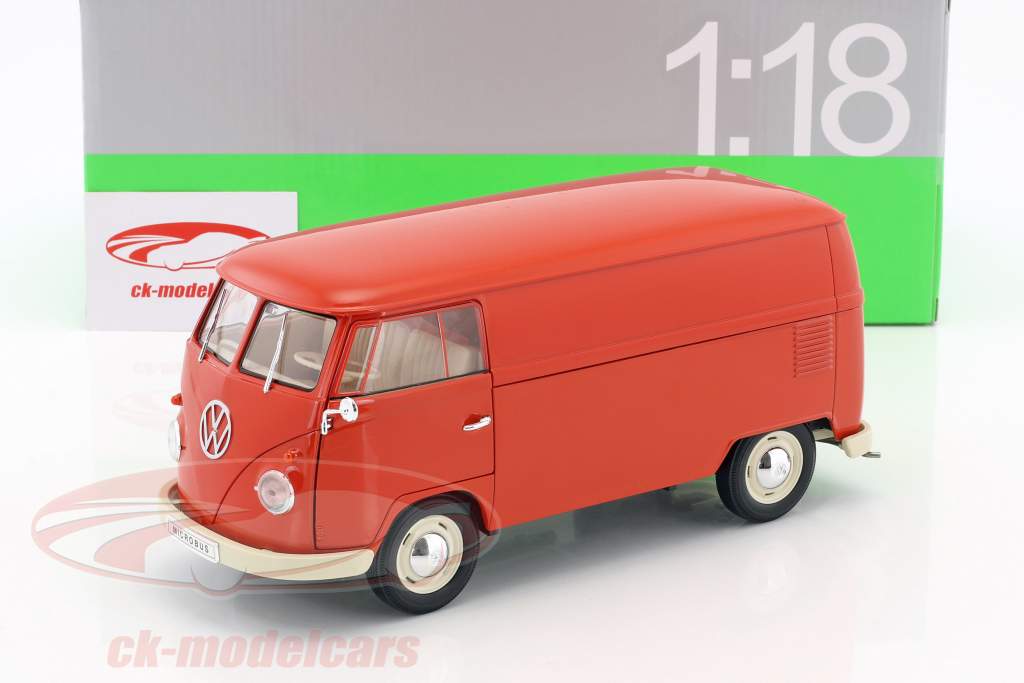 Volkswagen VW T1 Bus van Opførselsår 1963 rød 1:18 Welly
