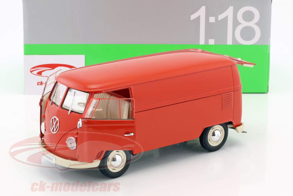 Volkswagen VW T1 Bus Kastenwagen Baujahr 1963 rot 1:18 Welly