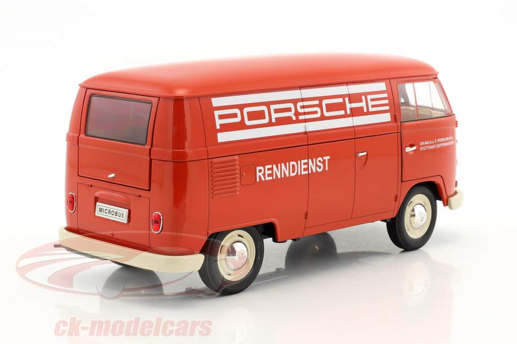 Volkswagen VW T1 Bus Porsche Renndienst année de construction 1963 rouge / blanc 1:18 Welly