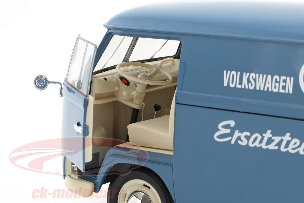 Volkswagen VW T1 Bus Reservedele tjeneste Opførselsår 1963 blå / hvid 1:18 Welly