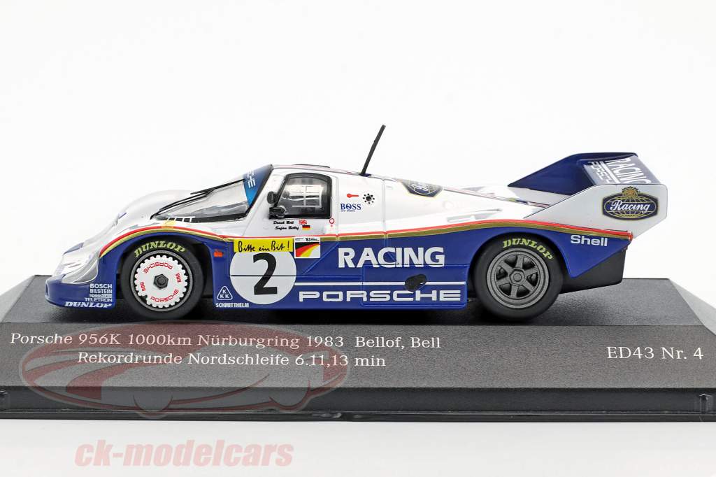 Porsche 956K #2 opnemen lap Nordschleife 6.11,13 min 1000km Nürburgring 1983 Bellof, Bell 1:43 CMR