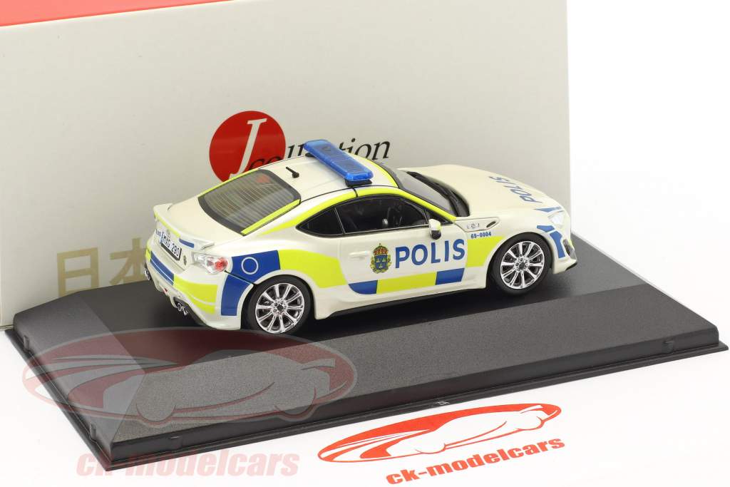 Toyota GT86 polícia Suécia ano de construção 2013 branco / amarelo / azul 1:43 JCollection
