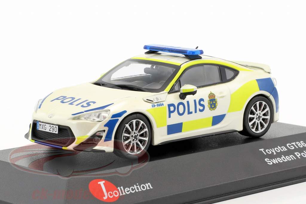 Toyota GT86 Polizei Schweden Baujahr 2013 weiß / gelb / blau 1:43 JCollection