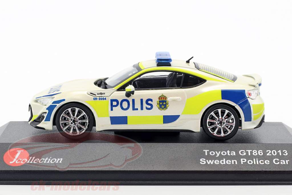 Toyota GT86 Polizei Schweden Baujahr 2013 weiß / gelb / blau 1:43 JCollection