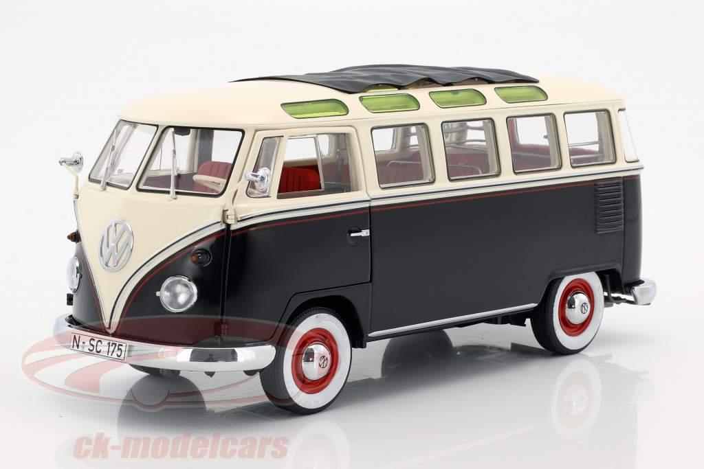 Volkswagen VW T1 Samba Bus Opførselsår 1959-1963 sort / hvid 1:18 Schuco