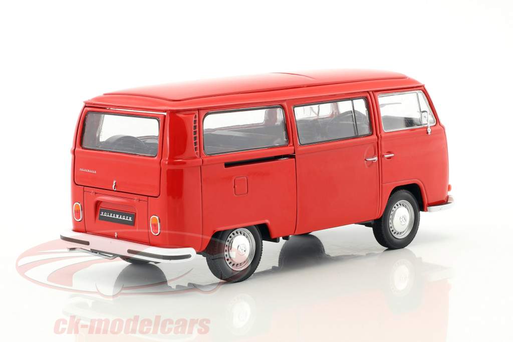 Volkswagen VW T2 bus Opførselsår 1972 rød 1:24 Welly