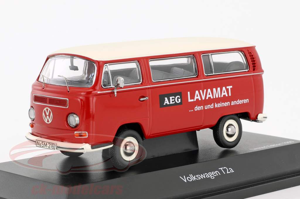 Volkswagen VW T2a Bus L Luksus AEG Lavamat rød / hvid 1:43 Schuco