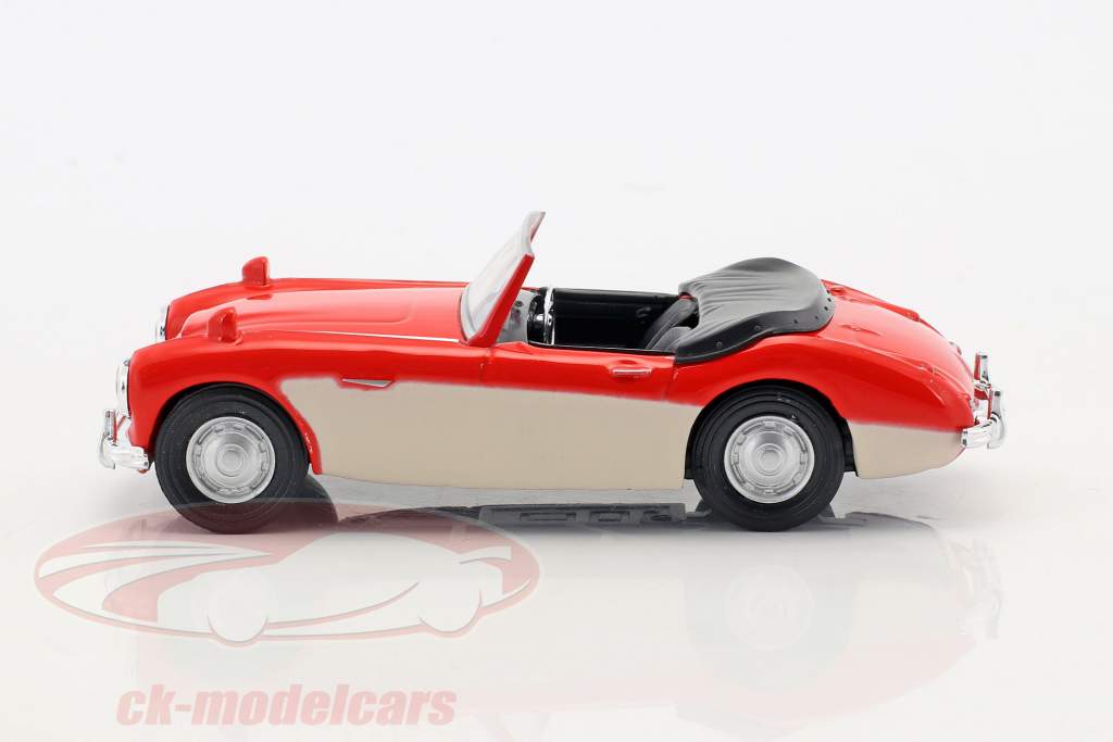 Austin Healey convertible abierto superior rojo / crema blanco 1:43 Cararama
