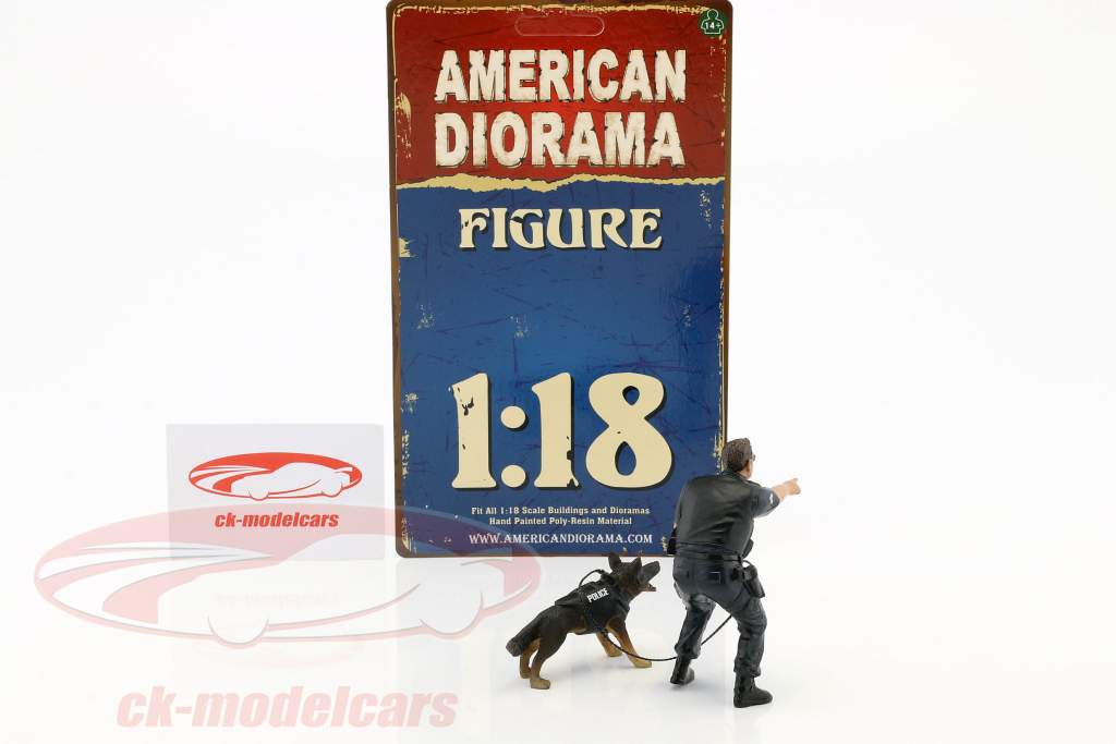 Police K9 блок Set II: Police Officer и K9 собака 1:18 American Diorama