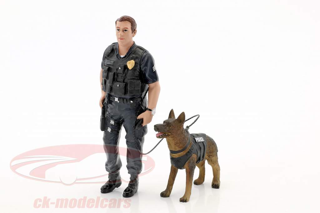 Police K9 Unit Set I: Police Officer and K9 Dog 1:18 American Diorama