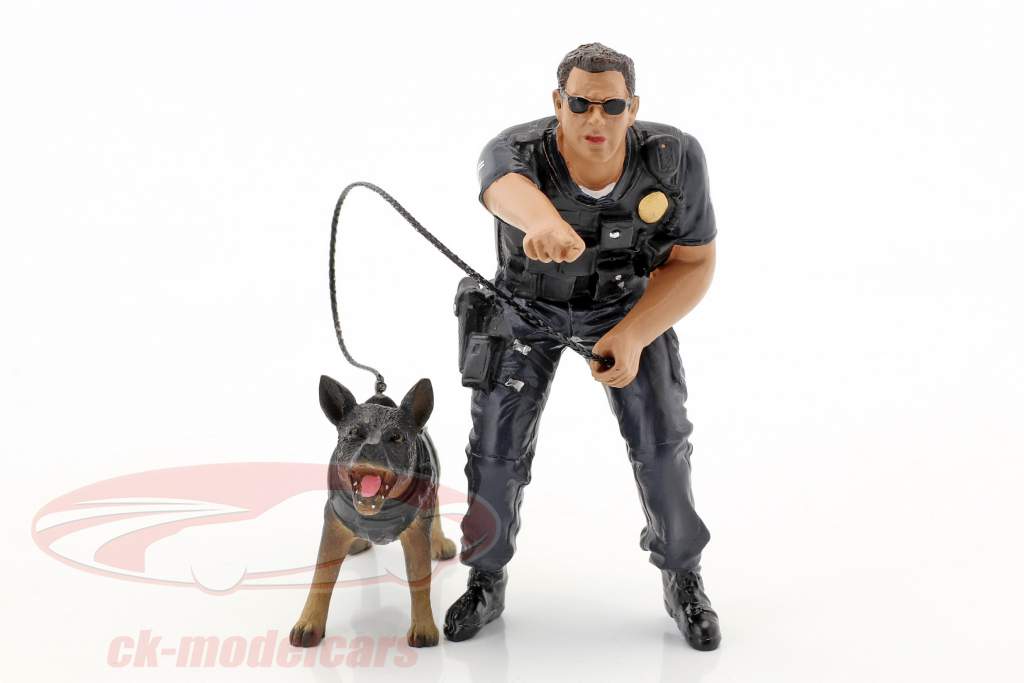 Police K9 unidade Set II: Police Officer e K9 cão 1:18 American Diorama