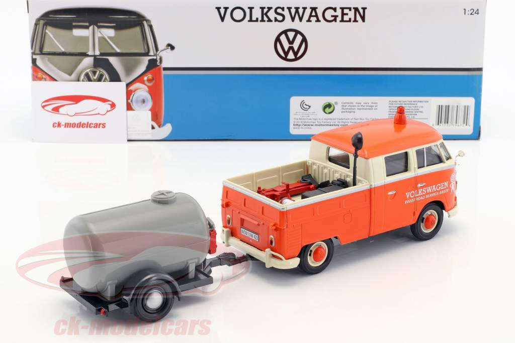 Volkswagen VW Type 2 T1 Pick-Up Road Service Set orange / crème / gris 1:24 MotorMax