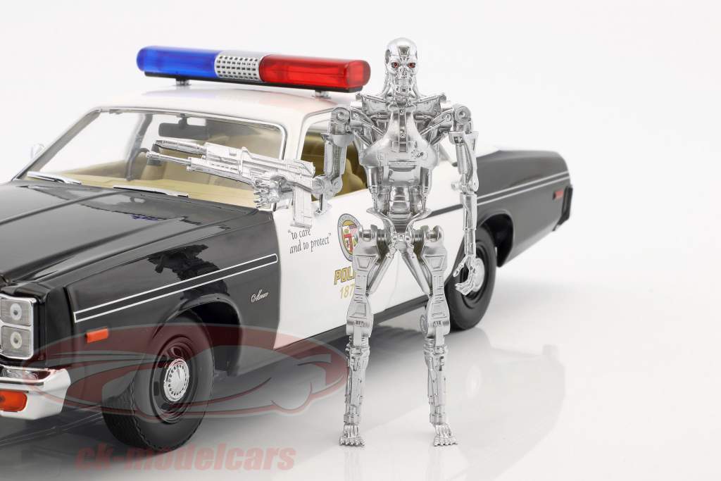 Dodge Monaco Metropolitan Police Baujahr 1977 Film Terminator (1984) mit T-800 Figur 1:18 Greenlight
