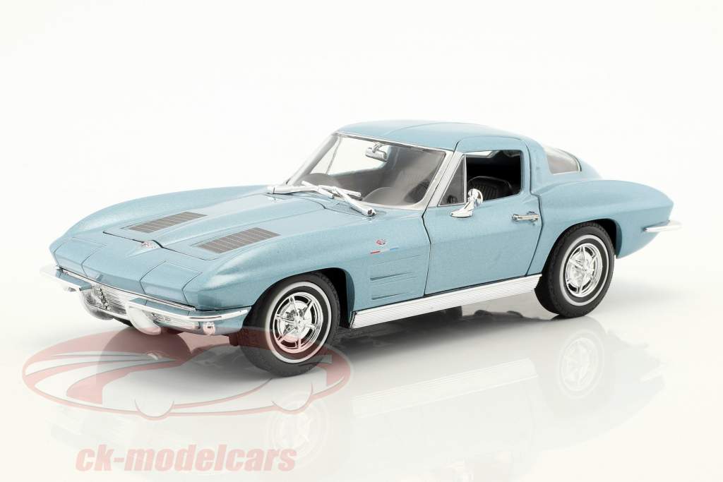 Chevrolet Corvette 建造年份 1963 淡蓝色 金属的 1:24 Welly