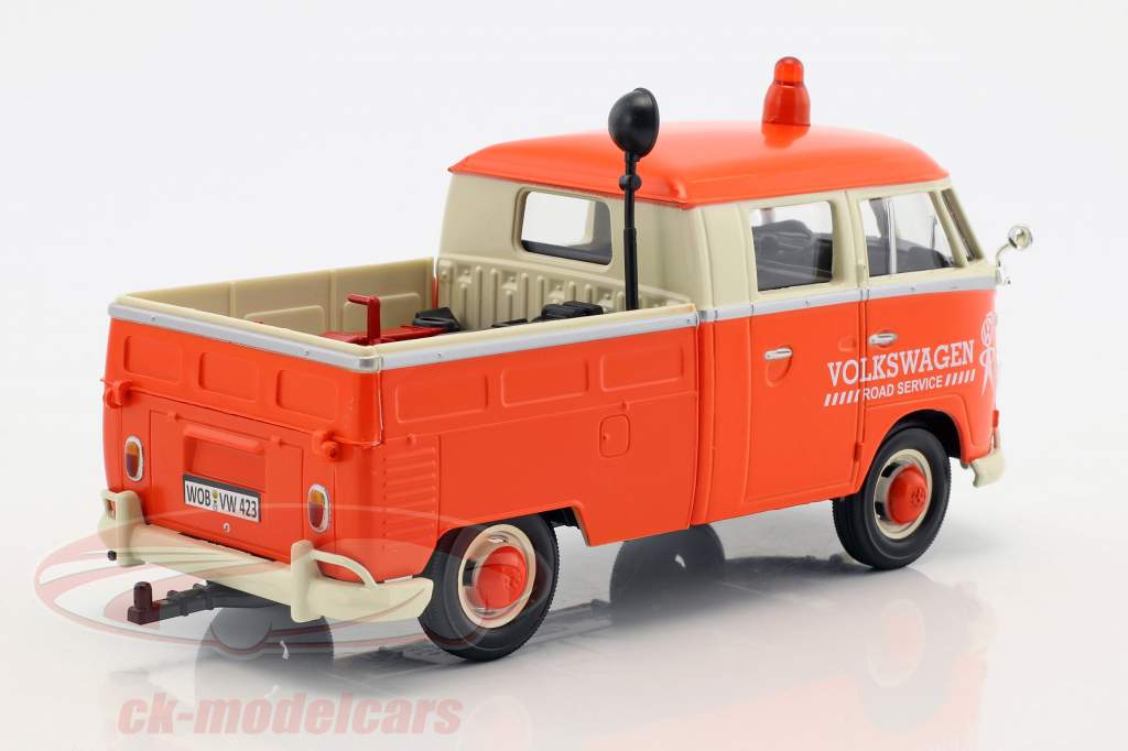 Volkswagen VW Type 2 T1 Pick-Up Road Service Set orange / creme / grau 1:24 MotorMax