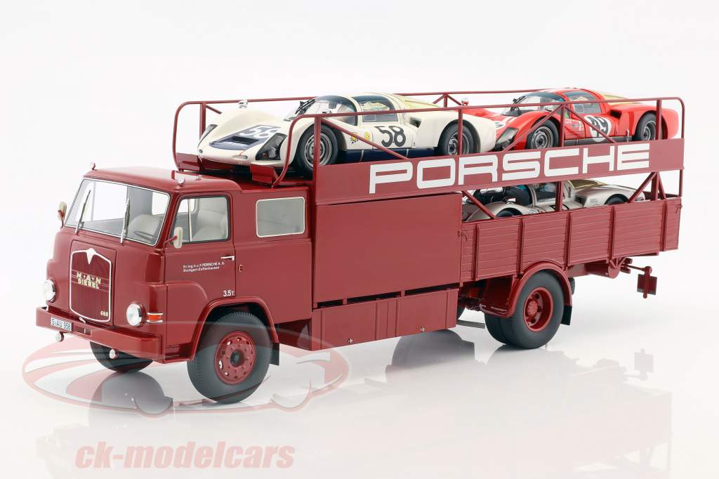 MAN 635 courses transporteur Porsche année de construction 1960 rouge 1:18 Schuco