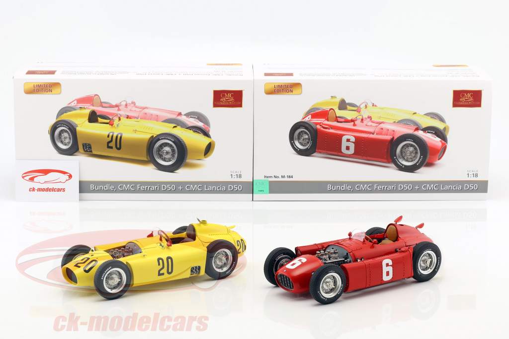 2-Car Set: A. Ascari Lancia D50 #6 Турин GP 1955 & A. Pilette Ferrari D50 Бельгия GP 1956 1:18 CMC