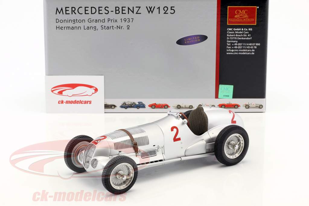 Hermann Lang #2 Mercedes Benz W125 GP Donington Formula 1 1937 1:18 CMC