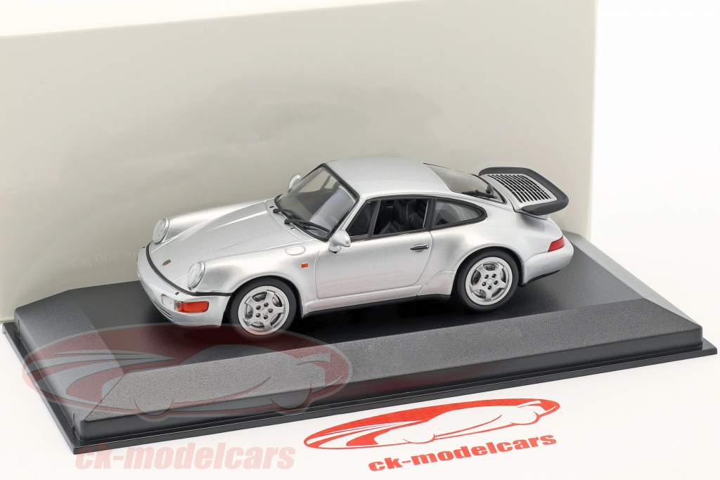 Porsche 911 (964) Turbo Opførselsår 1990 sølv metallisk 1:43 Minichamps