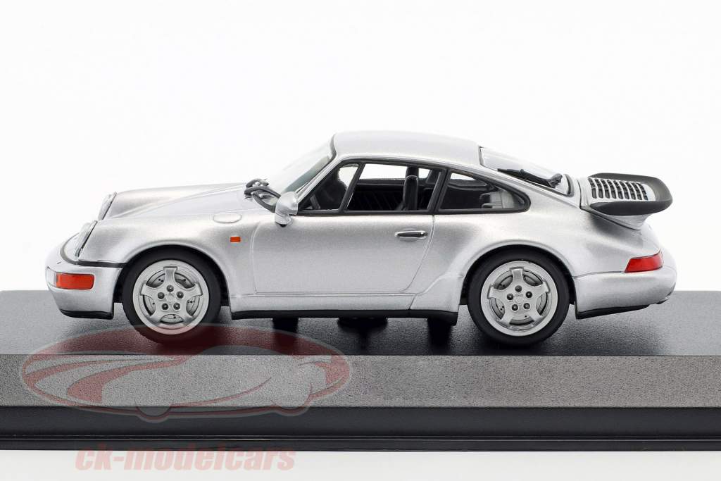 Porsche 911 (964) Turbo ano de construção 1990 prata metálico 1:43 Minichamps